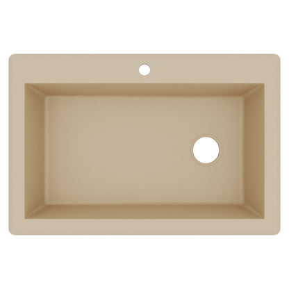 33" Top Mount Large Single Bowl Quartz Composite Kitchen Sink In Bisque