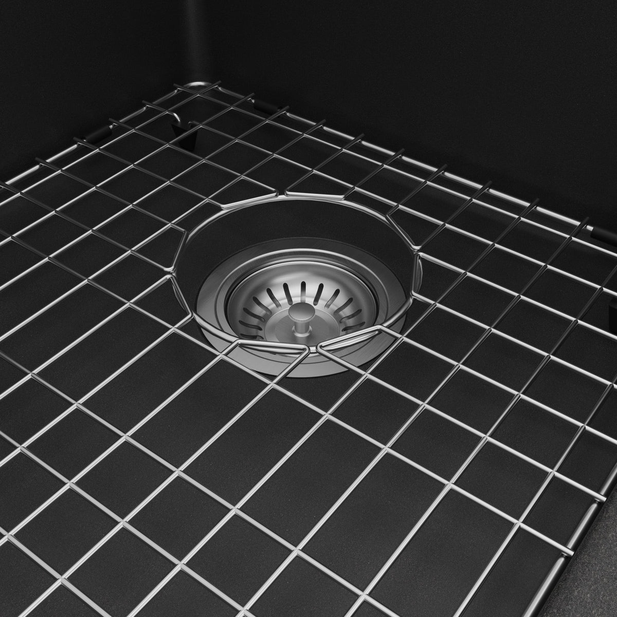33" Top Mount Large Single Bowl Quartz Composite Kitchen Sink Kit In Black