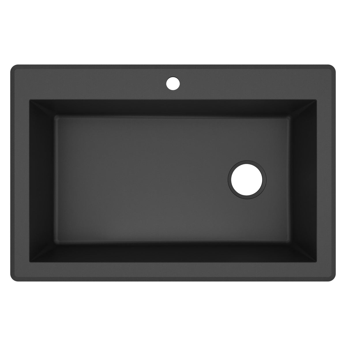 33" Top Mount Large Single Bowl Quartz Composite Kitchen Sink In Black
