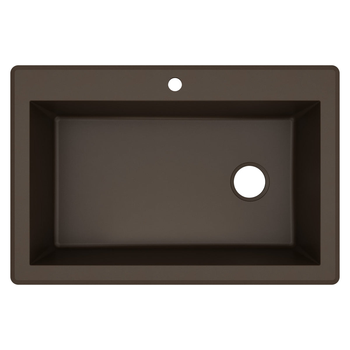 33" Top Mount Large Single Bowl Quartz Composite Kitchen Sink In Brown