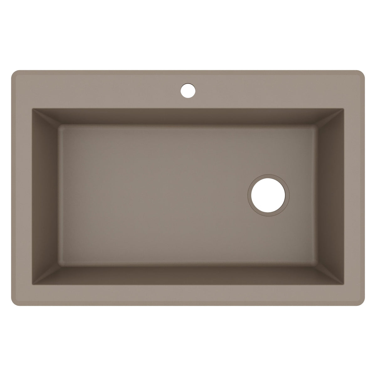33" Top Mount Large Single Bowl Quartz Composite Kitchen Sink In Concrete