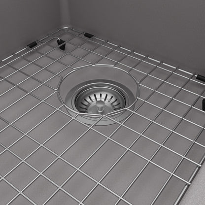 33" Top Mount Large Single Bowl Quartz Composite Kitchen Sink Kit In Grey