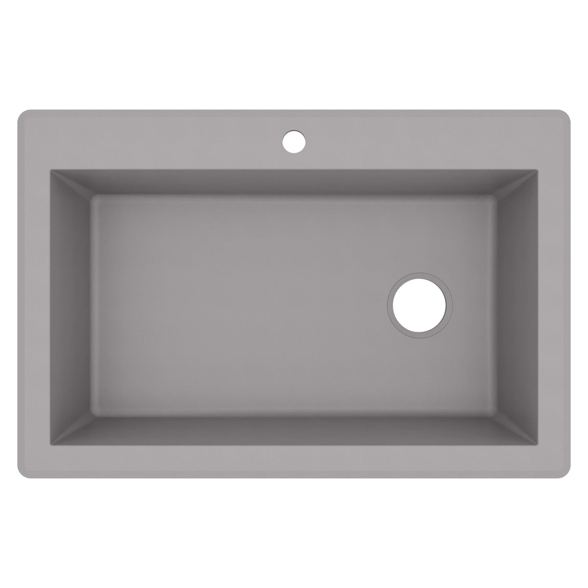 33" Top Mount Large Single Bowl Quartz Composite Kitchen Sink In Grey