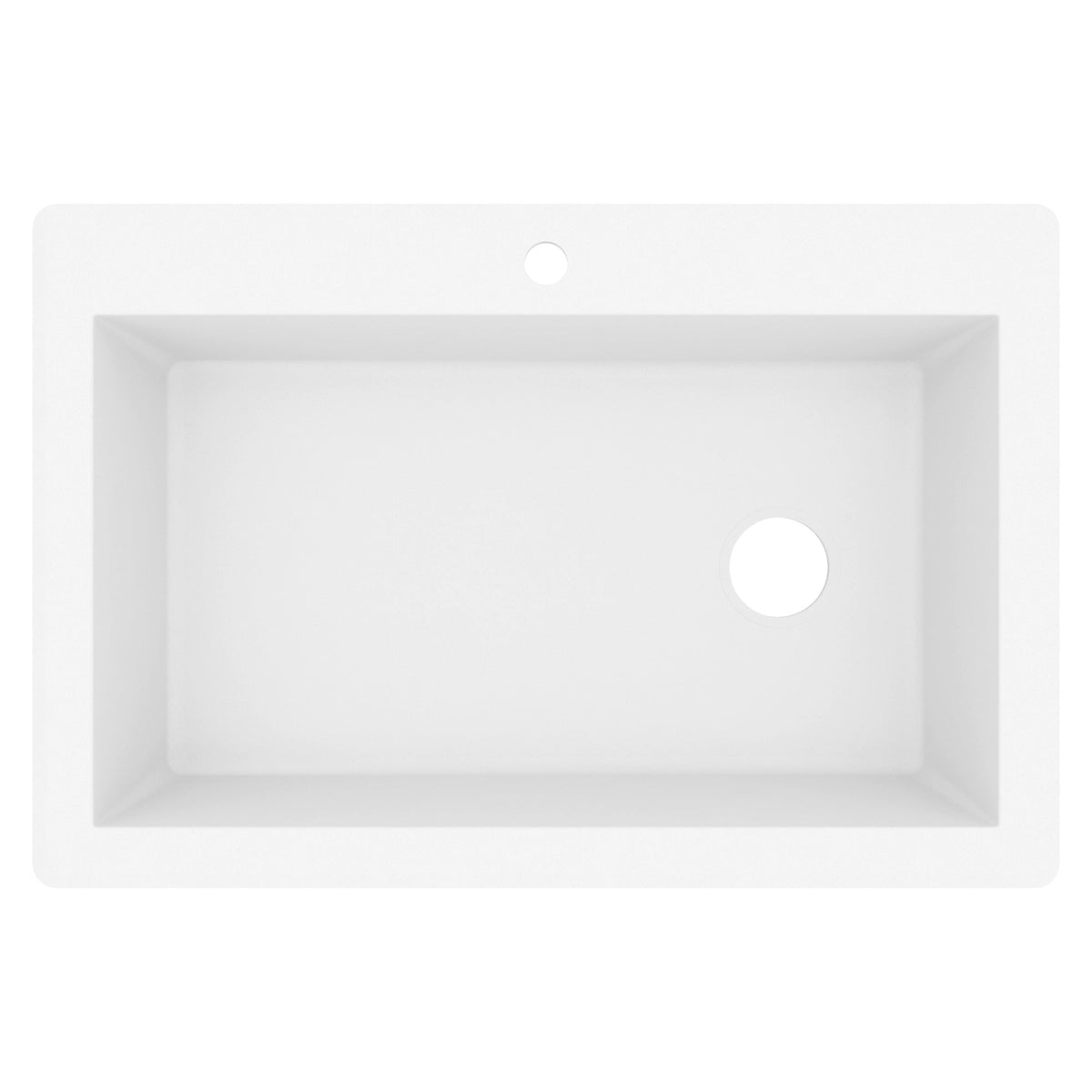 33" Top Mount Large Single Bowl Quartz Composite Kitchen Sink In White