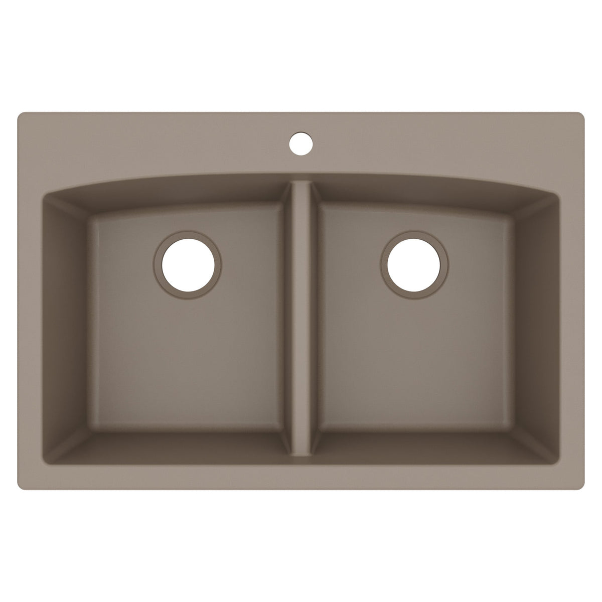 33" Top Mount Double Equal Bowl Quartz Composite Kitchen Sink In Concrete