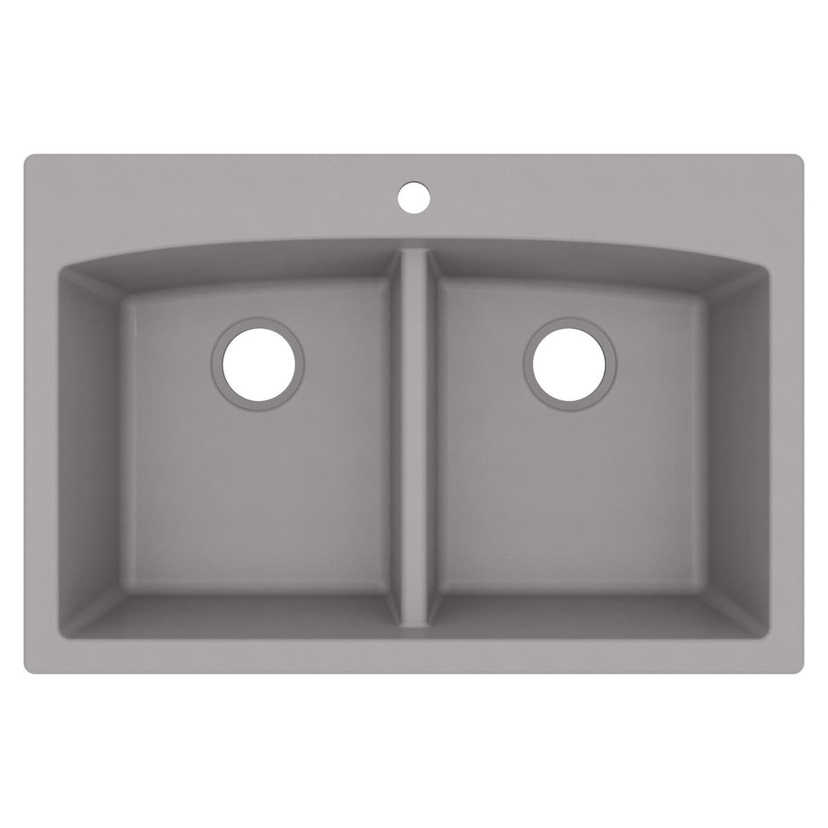 33" Top Mount Double Equal Bowl Quartz Composite Kitchen Sink In Grey