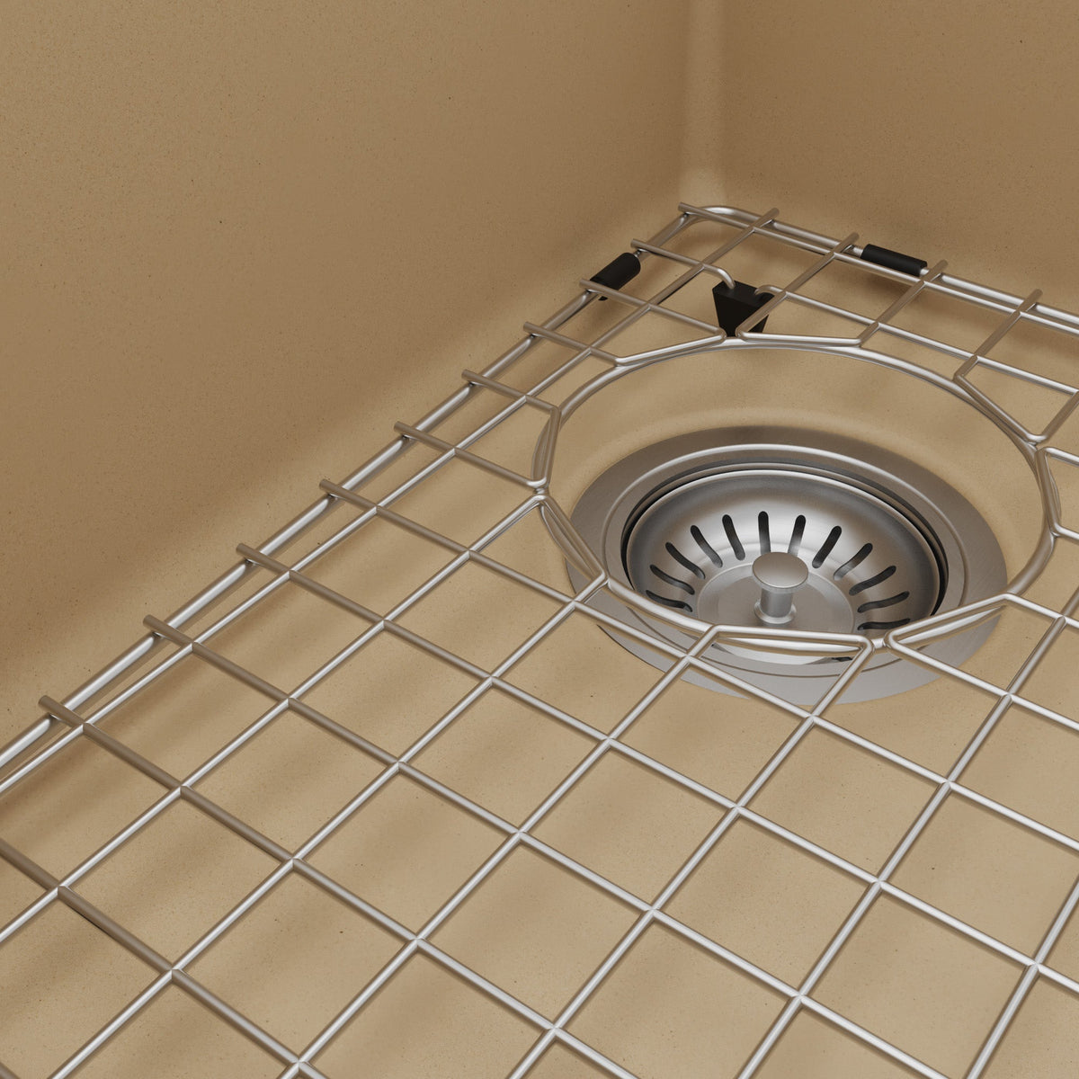 33" Top Mount Double Offset Bowl Quartz Composite Kitchen Sink Kit In Bisque