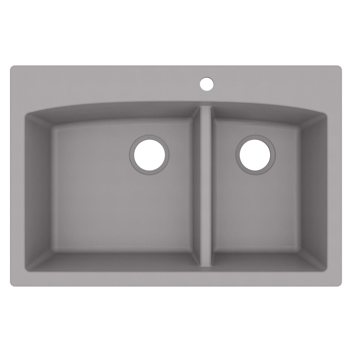 33" Top Mount Double Offset Bowl Quartz Composite Kitchen Sink In Grey
