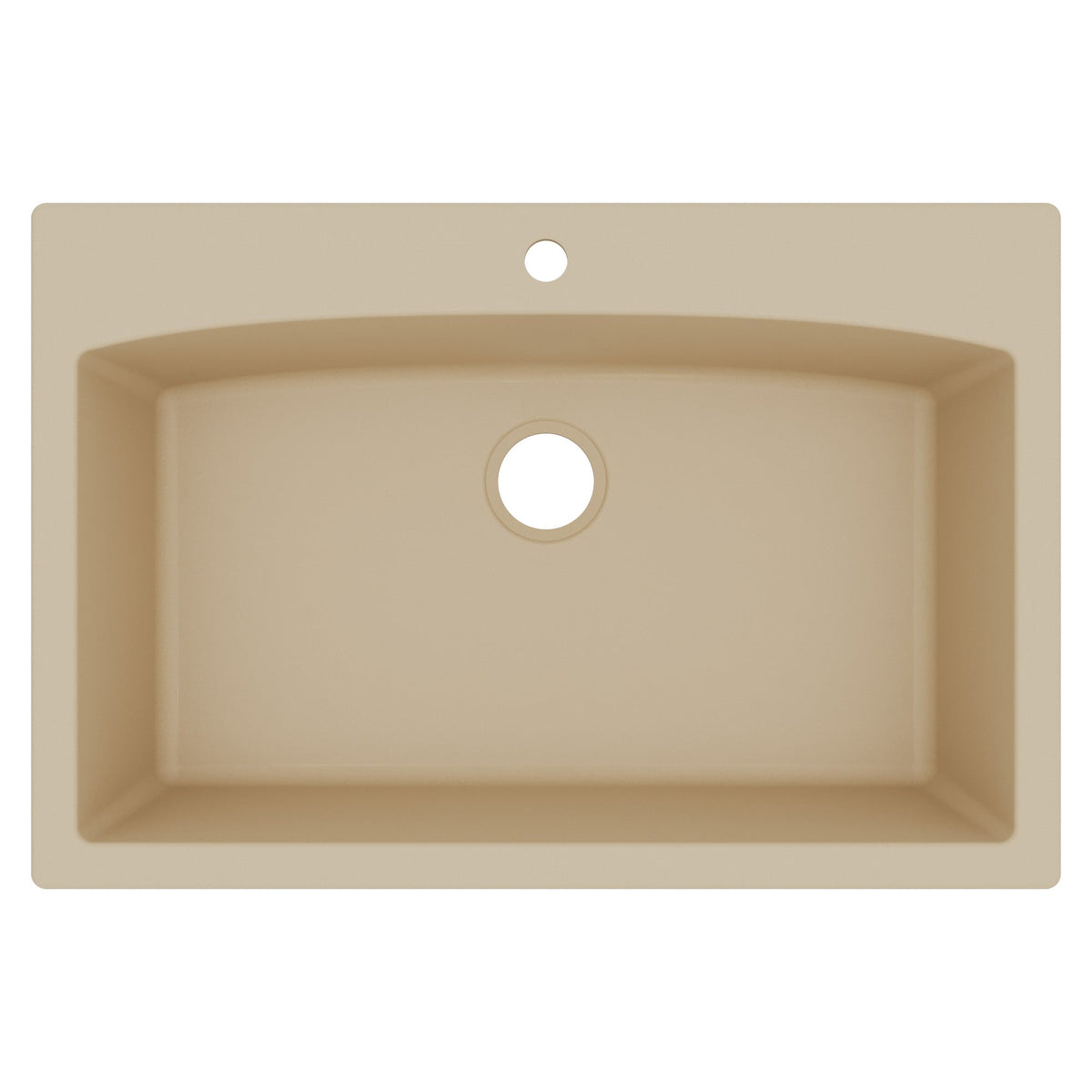 33" Top Mount Large Single Bowl Quartz Composite Kitchen Sink In Bisque