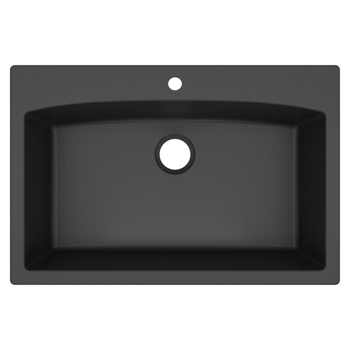 33" Top Mount Large Single Bowl Quartz Composite Kitchen Sink In Black