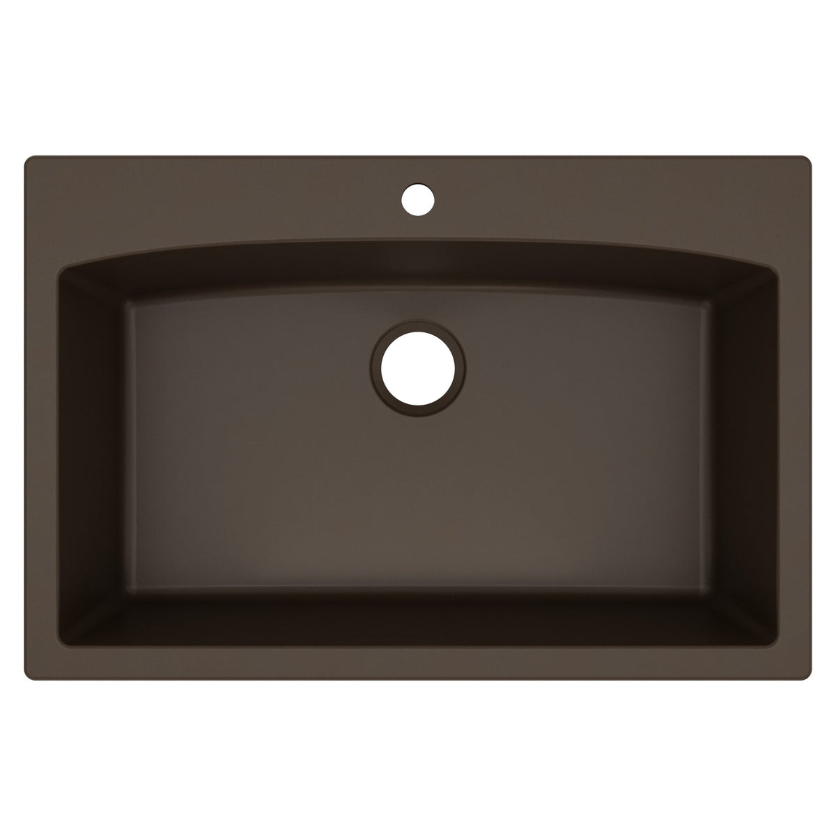 33" Top Mount Large Single Bowl Quartz Composite Kitchen Sink In Brown