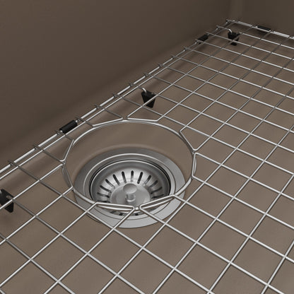 33" Top Mount Large Single Bowl Quartz Composite Kitchen Sink Kit Concrete