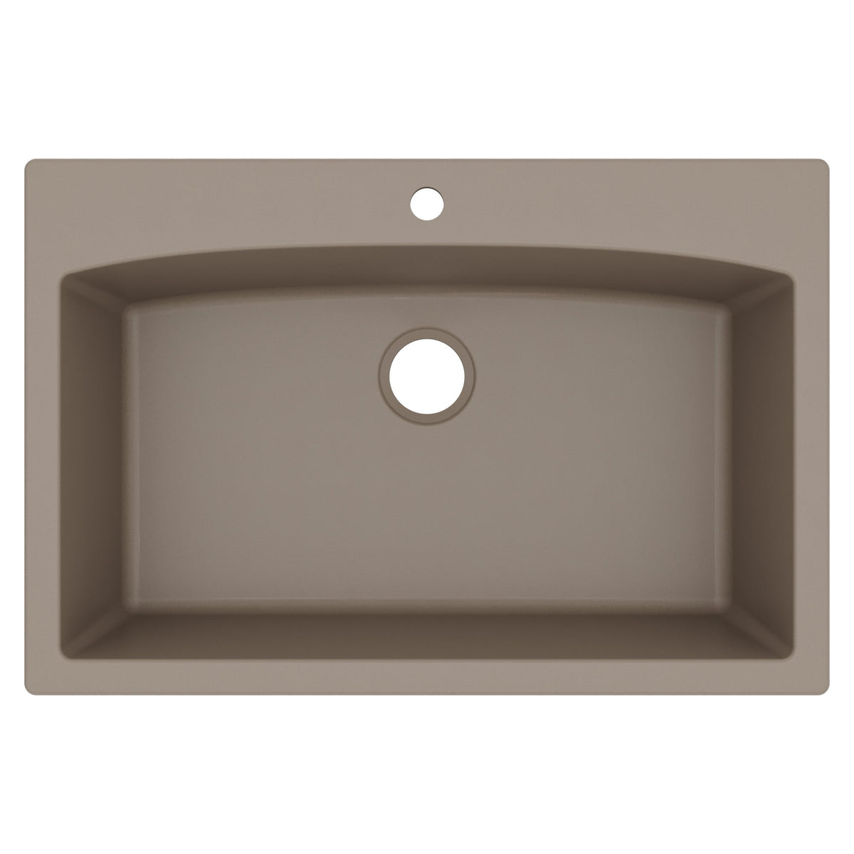 33" Top Mount Large Single Bowl Quartz Composite Kitchen Sink In Concrete