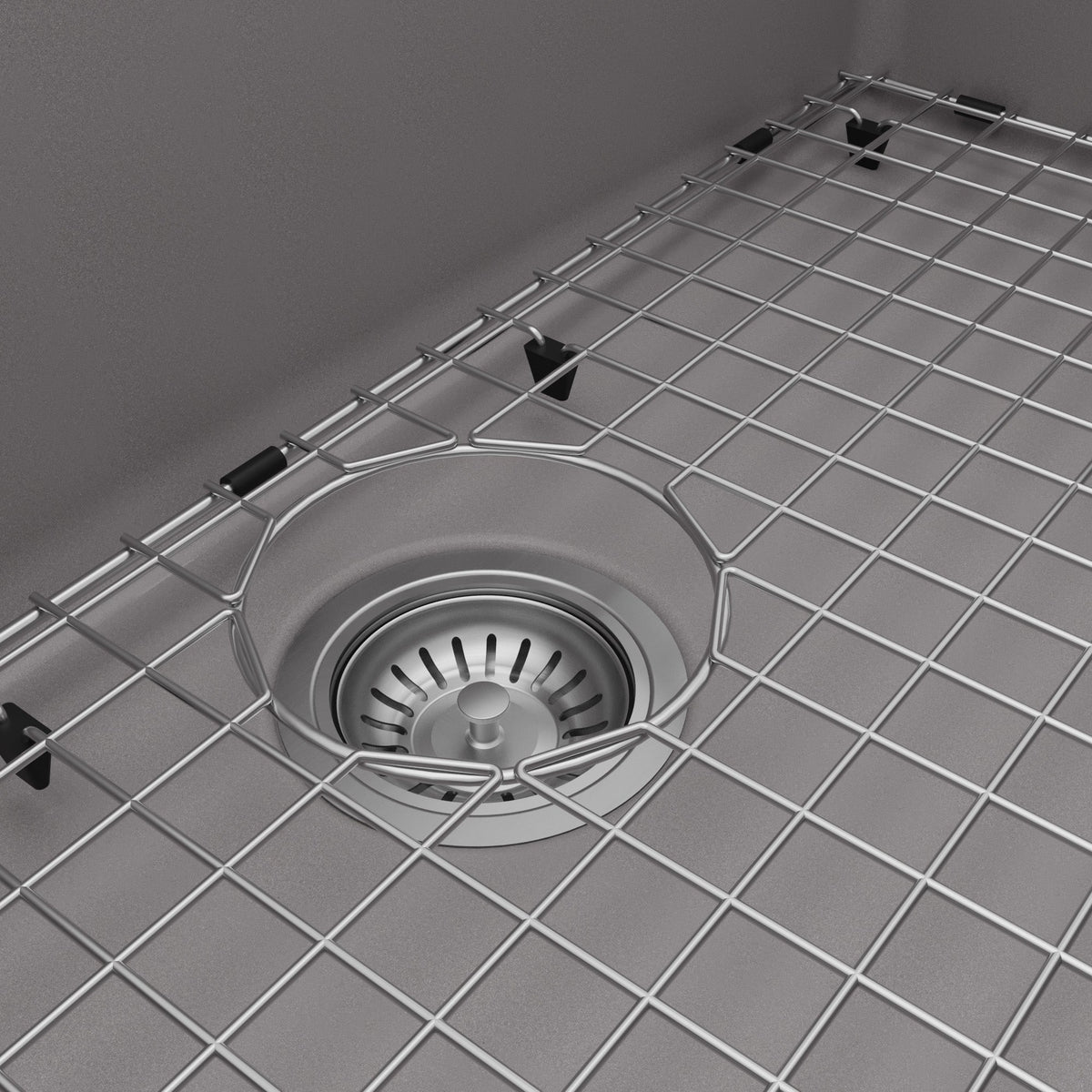 33" Top Mount Large Single Bowl Quartz Composite Kitchen Sink Kit Grey