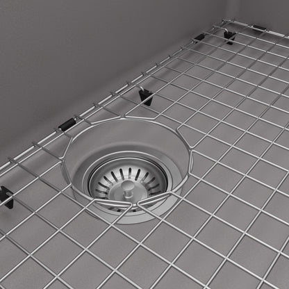 33" Top Mount Large Single Bowl Quartz Composite Kitchen Sink Kit Grey