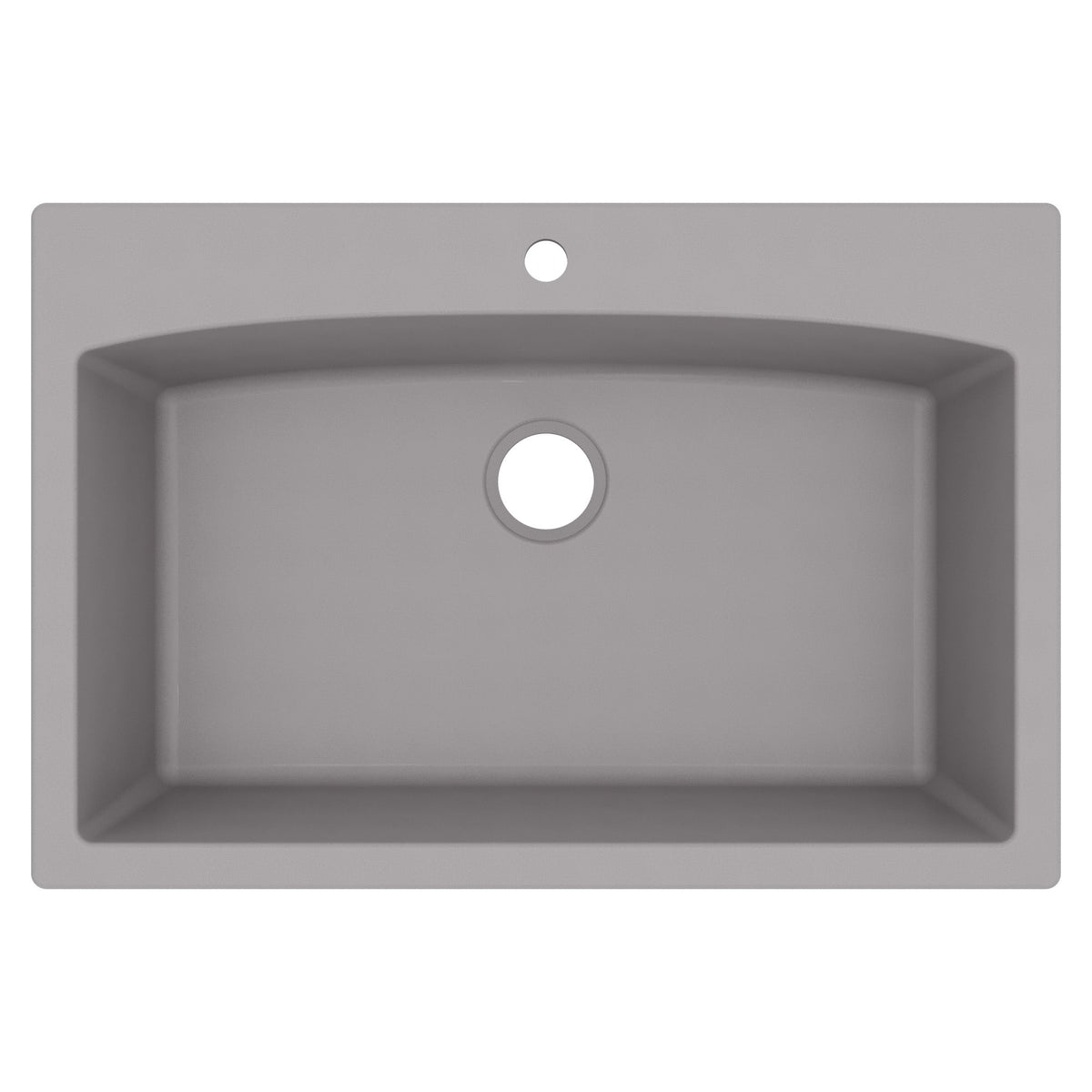 33" Top Mount Large Single Bowl Quartz Composite Kitchen Sink In Grey