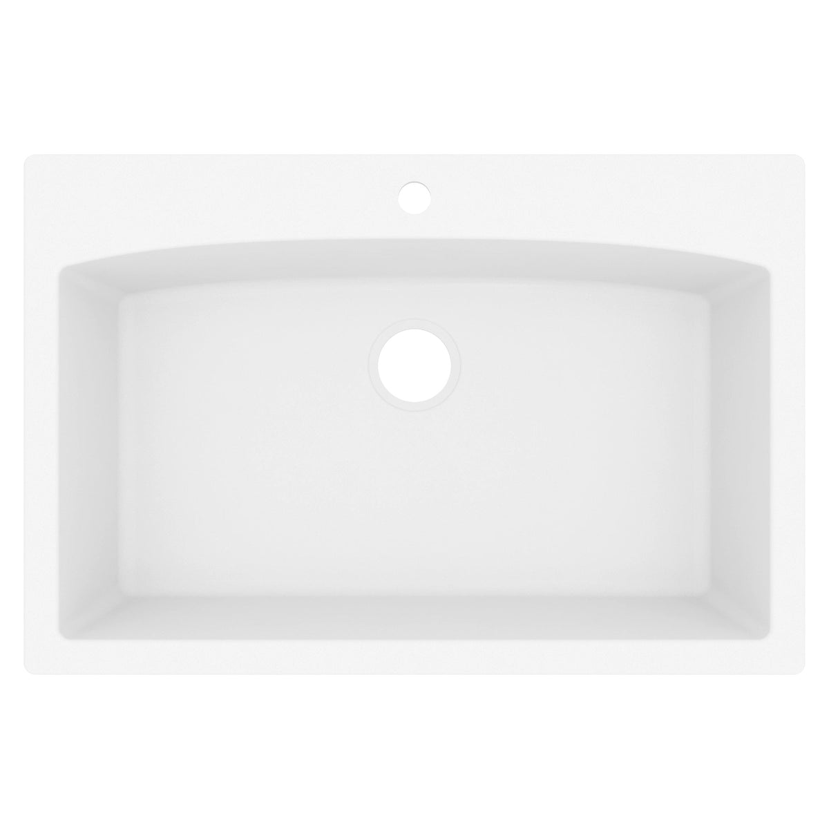 33" Top Mount Large Single Bowl Quartz Composite Kitchen Sink In White