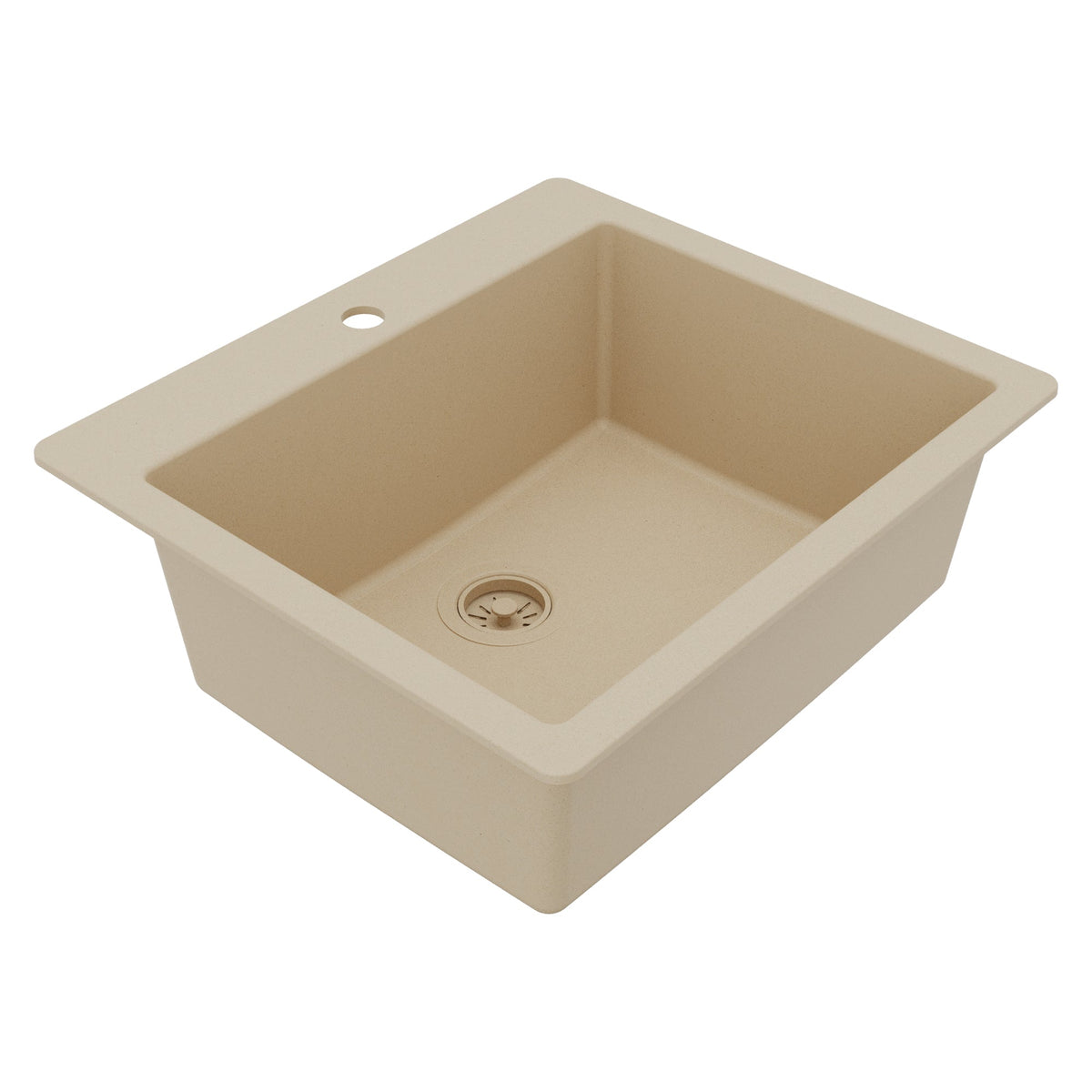 25" Top Mount Single Bowl Quartz Composite Kitchen Sink In Bisque