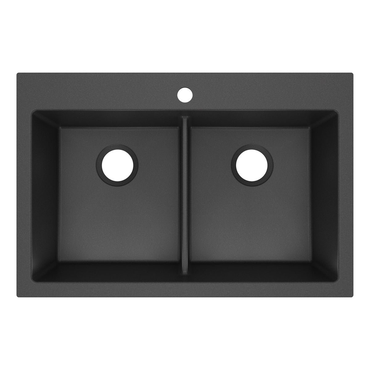 33" Top Mount Double Bowl Granite Kitchen Sink in Black