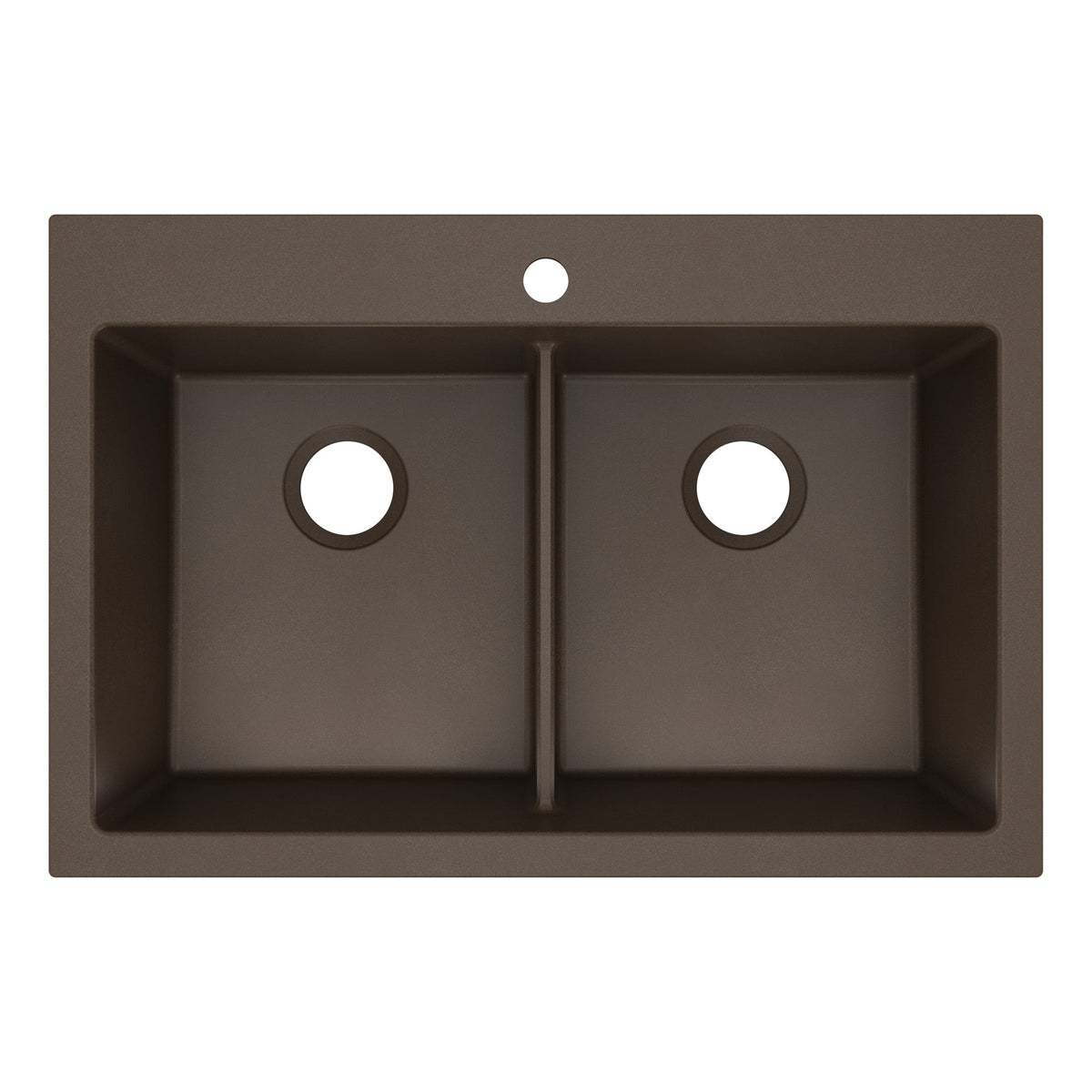 33" Top Mount Double Bowl Granite Kitchen Sink in Brown