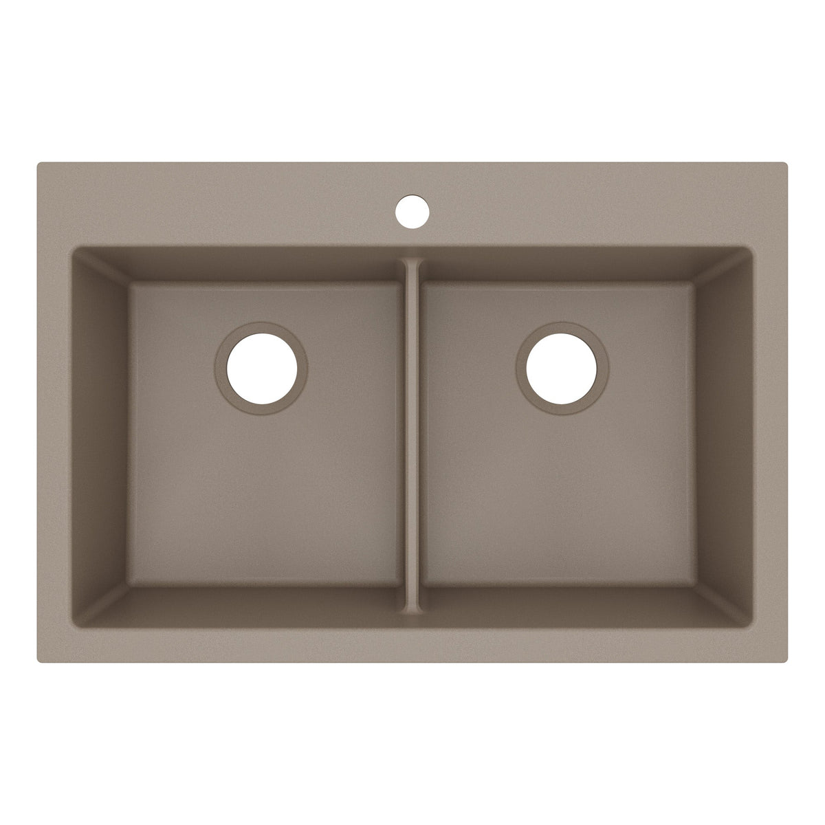 33" Top Mount Double Bowl Granite Kitchen Sink in Concrete