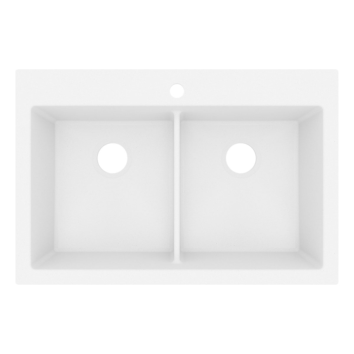 33" Top Mount Double Bowl Granite Kitchen Sink in White
