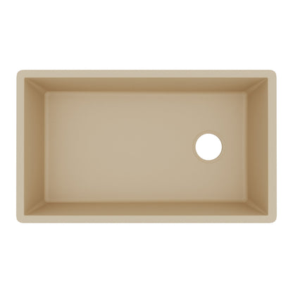 31-5/8" Undermount Large Single Bowl Quartz Composite Kitchen Sink In Bisque