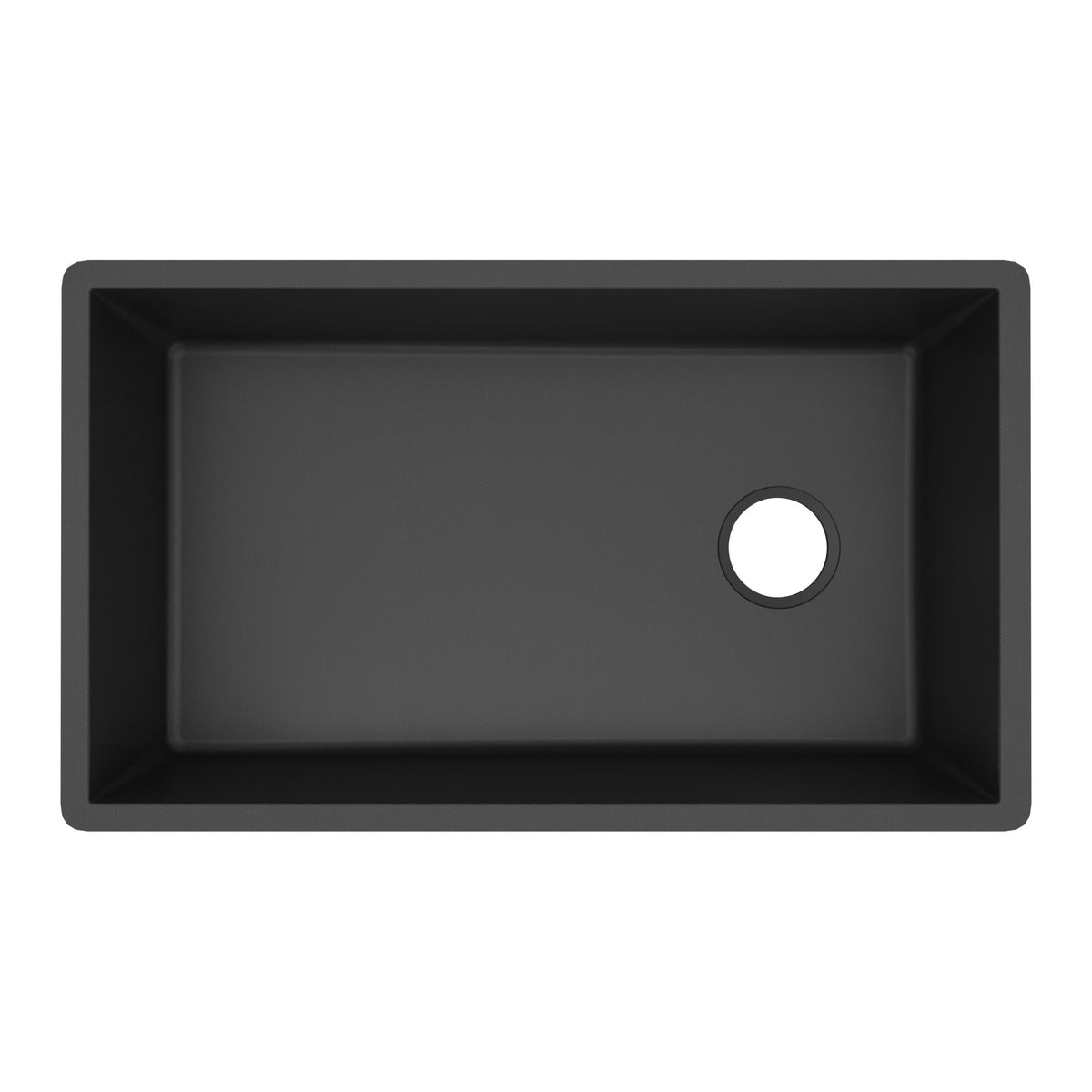 31-5/8" Undermount Large Single Bowl Quartz Composite Kitchen Sink In Black