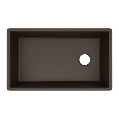 31-5/8" Undermount Large Single Bowl Quartz Composite Kitchen Sink In Brown