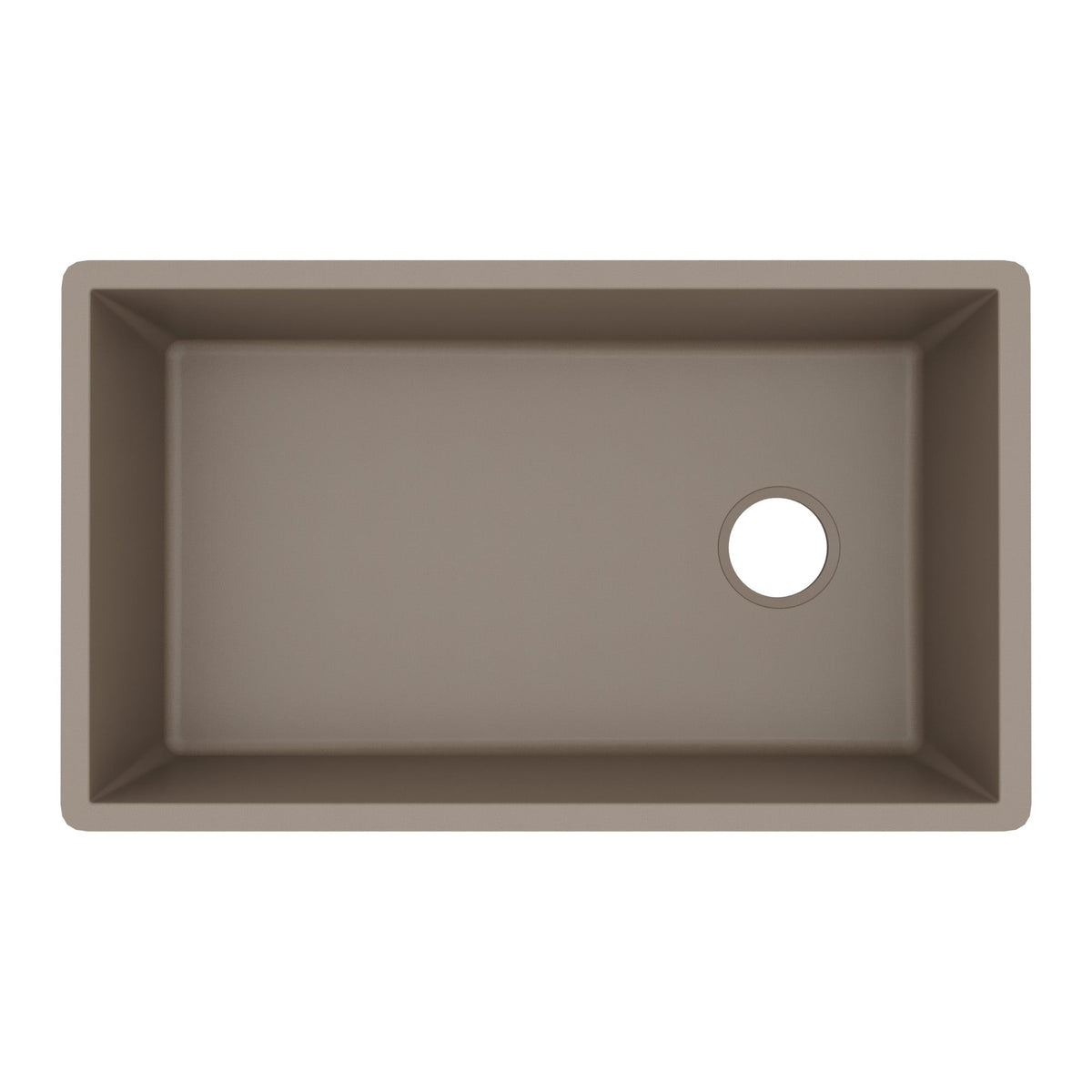 31-5/8" Undermount Large Single Bowl Quartz Composite Kitchen Sink In Concrete