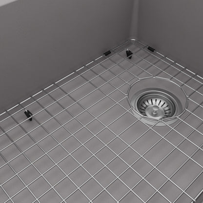 31-5/8" Undermount Large Single Bowl Quartz Composite Kitchen Sink Kit In Grey