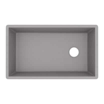 31-5/8" Undermount Large Single Bowl Quartz Composite Kitchen Sink In Grey