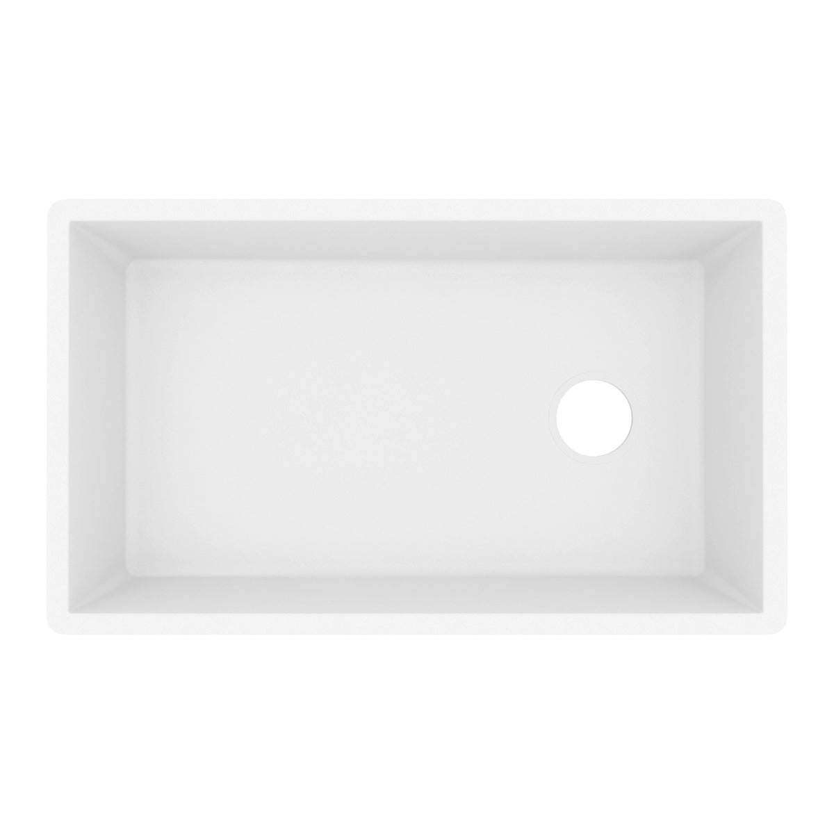 31-5/8" Undermount Large Single Bowl Quartz Composite Kitchen Sink In White
