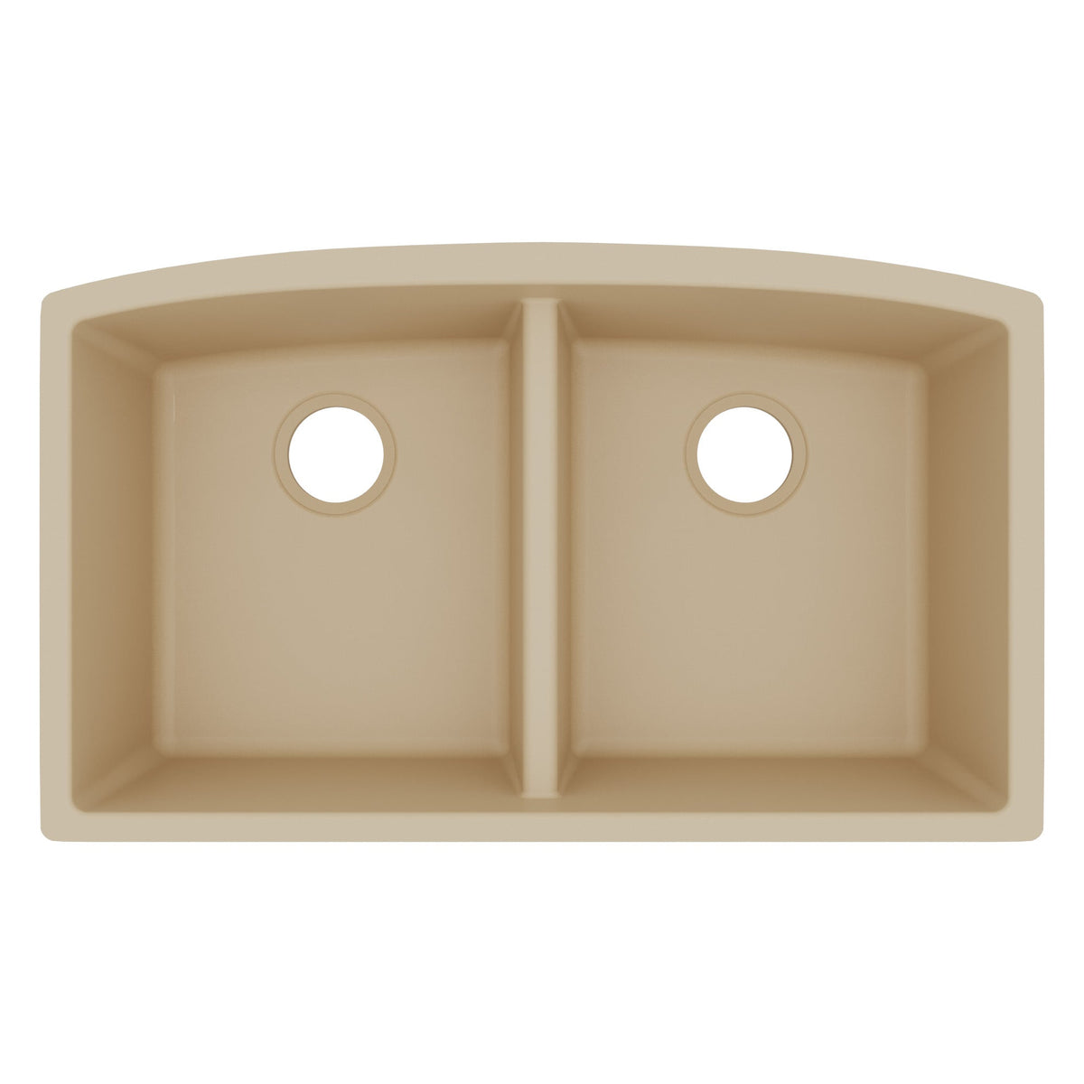 32-1/2" Undermount Double Equal Bowl Quartz Composite Kitchen Sink In Bisque