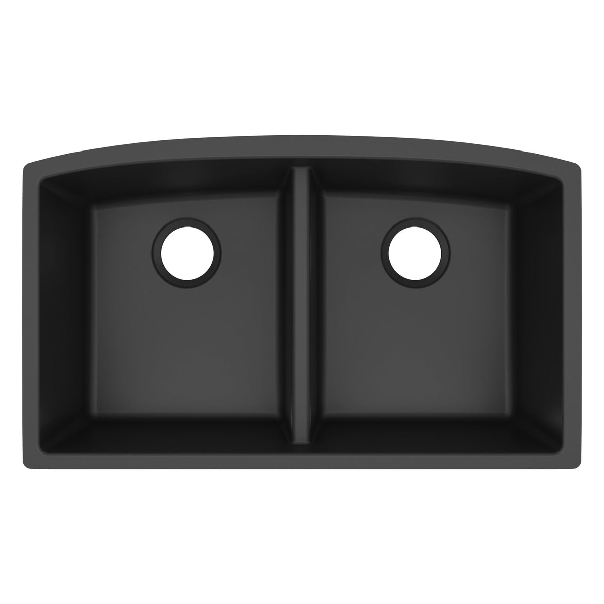 32-1/2" Undermount Double Equal Bowl Quartz Composite Kitchen Sink In Black