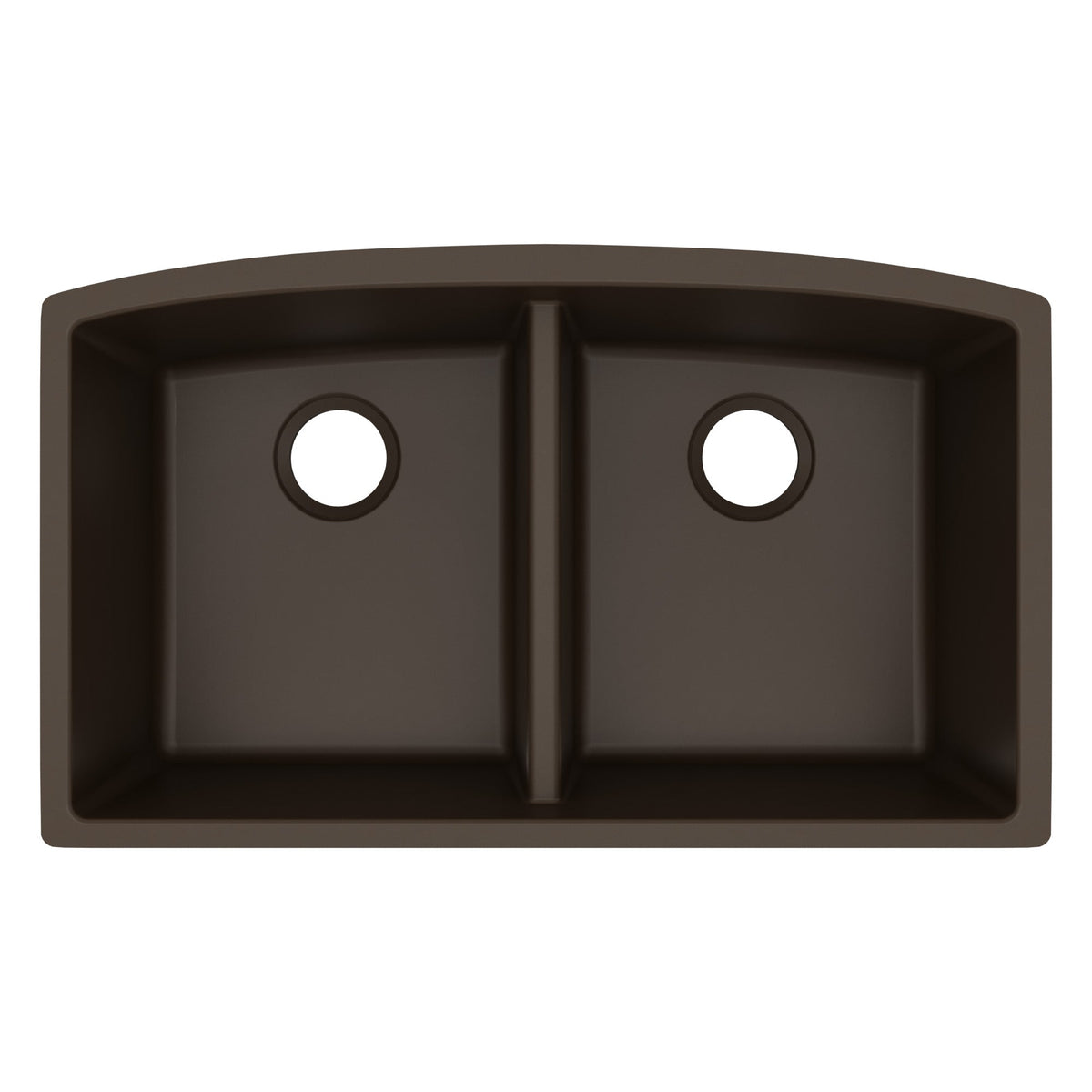 32-1/2" Undermount Double Equal Bowl Quartz Composite Kitchen Sink In Brown