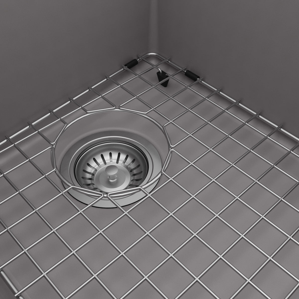 32-1/2" Undermount Double Equal Bowl Quartz Composite Kitchen Sink Kit In Grey
