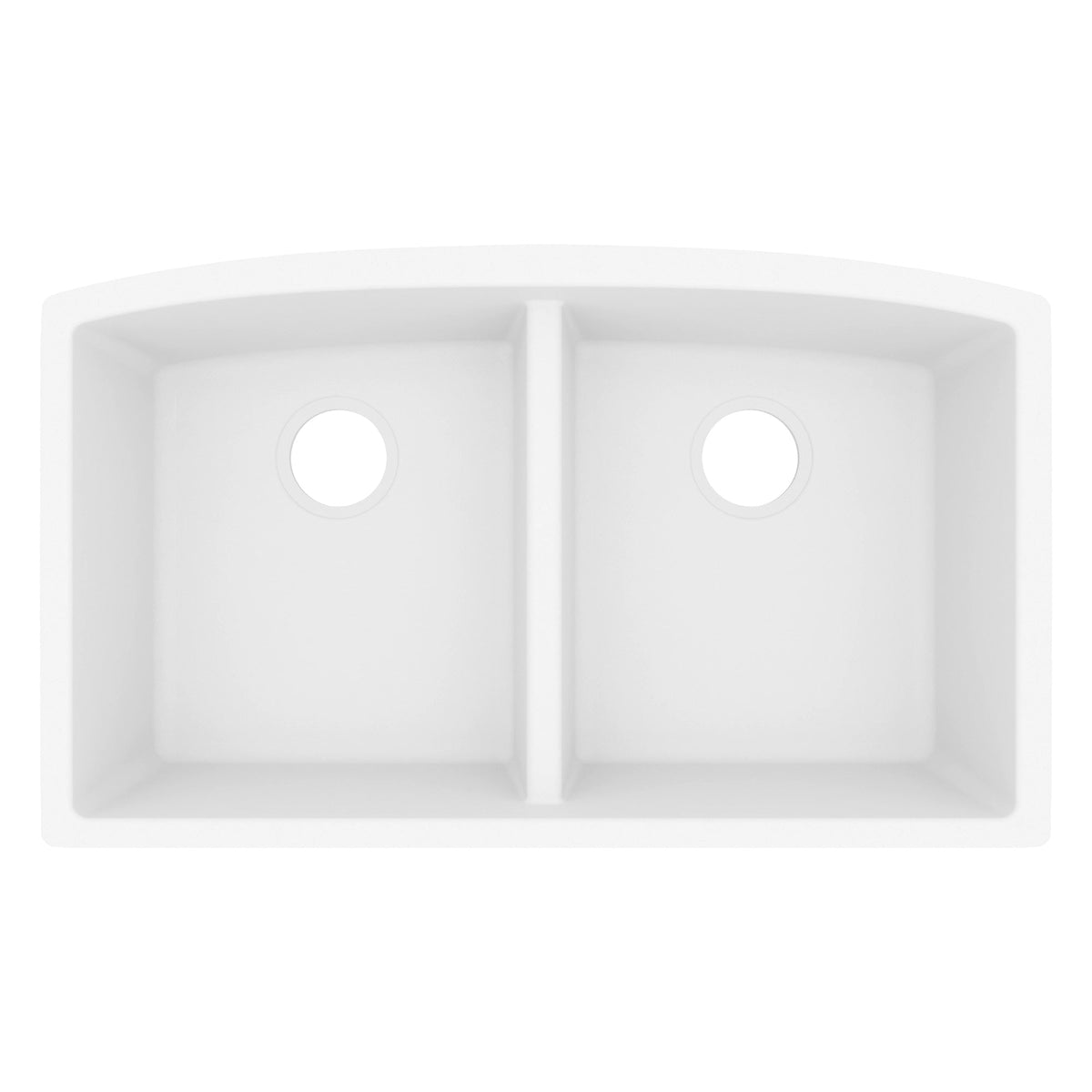 32-1/2" Undermount Double Equal Bowl Quartz Composite Kitchen Sink In White