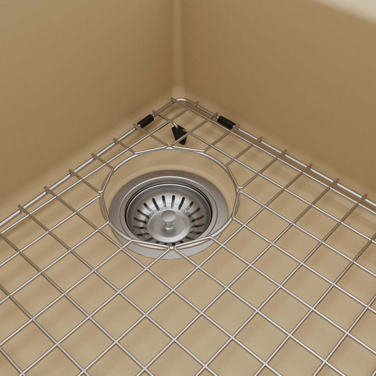 32-1/2" Undermount Double Offset Bowl Quartz Composite Kitchen Sink Kit In Bisque