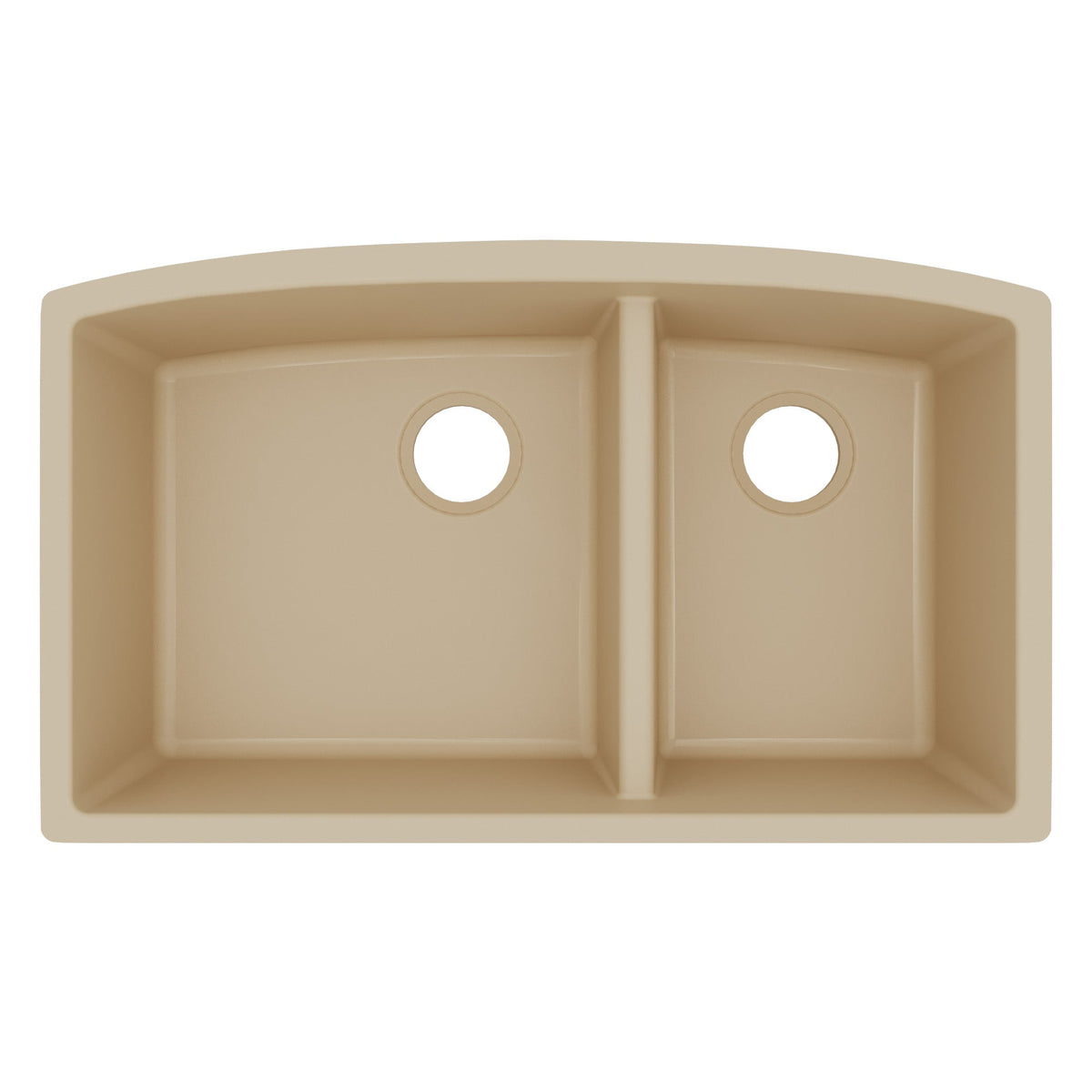 32-1/2" Undermount Double Offset Bowl Quartz Composite Kitchen Sink In Bisque