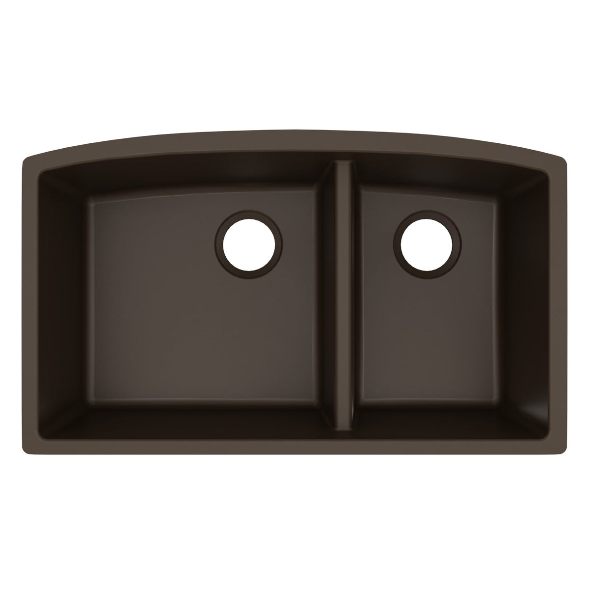32-1/2" Undermount Double Offset Bowl Quartz Composite Kitchen Sink In Brown