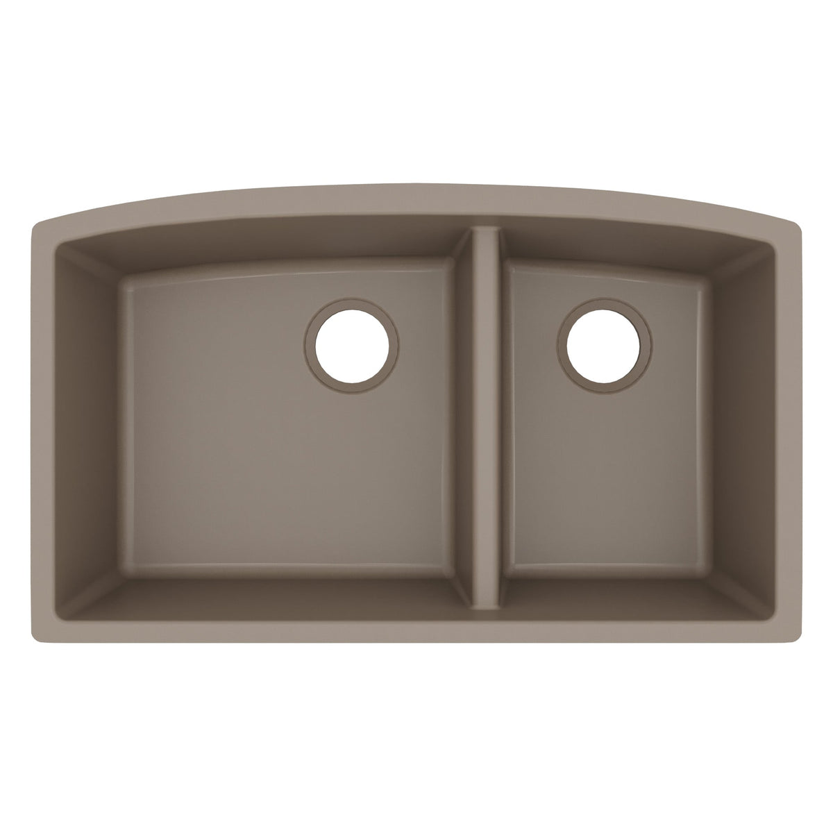 32-1/2" Undermount Double Offset Bowl Quartz Composite Kitchen Sink In Concrete
