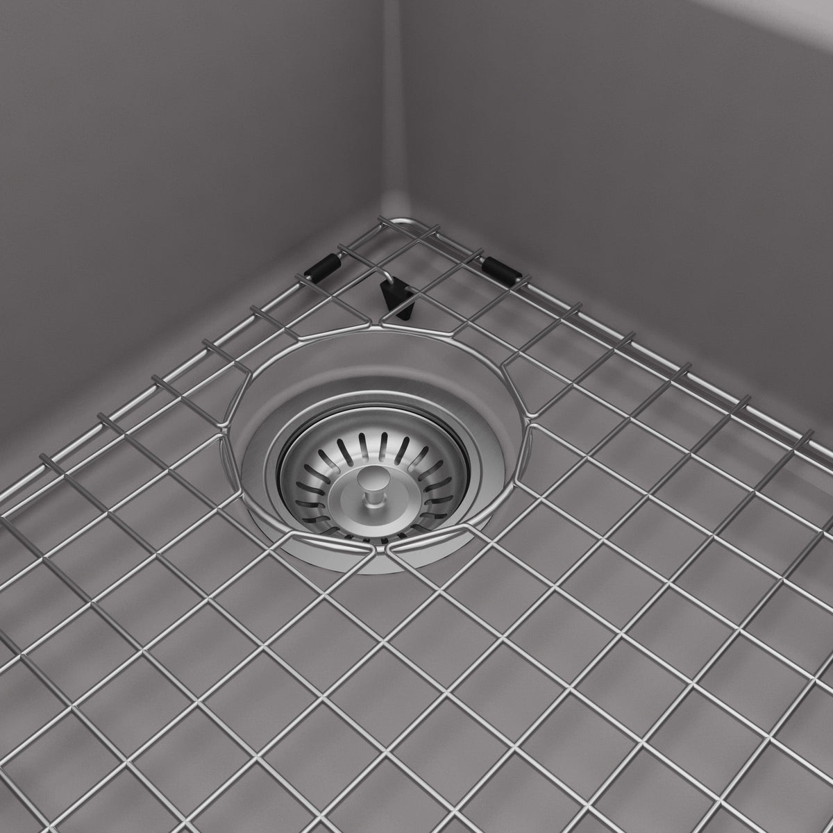 32-1/2" Undermount Double Offset Bowl Quartz Composite Kitchen Sink Kit In Grey