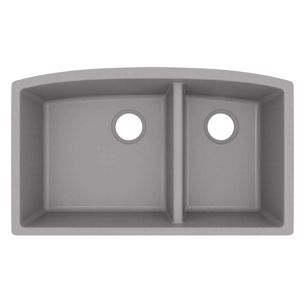 32-1/2" Undermount Double Offset Bowl Quartz Composite Kitchen Sink In Grey