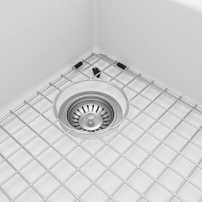 32-1/2" Undermount Double Offset Bowl Quartz Composite Kitchen Sink Kit In White