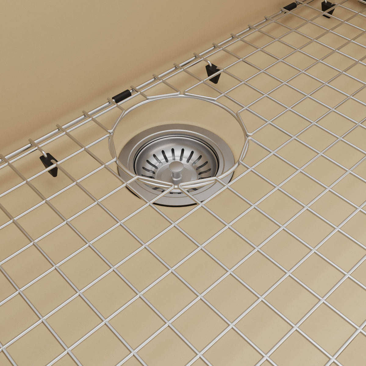 32-1/2" Undermount Large Single Bowl Quartz Composite Kitchen Sink Kit In Bisque