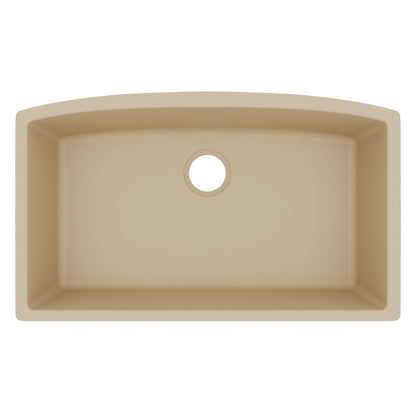 32-1/2" Undermount Large Single Bowl Quartz Composite Kitchen Sink In Bisque