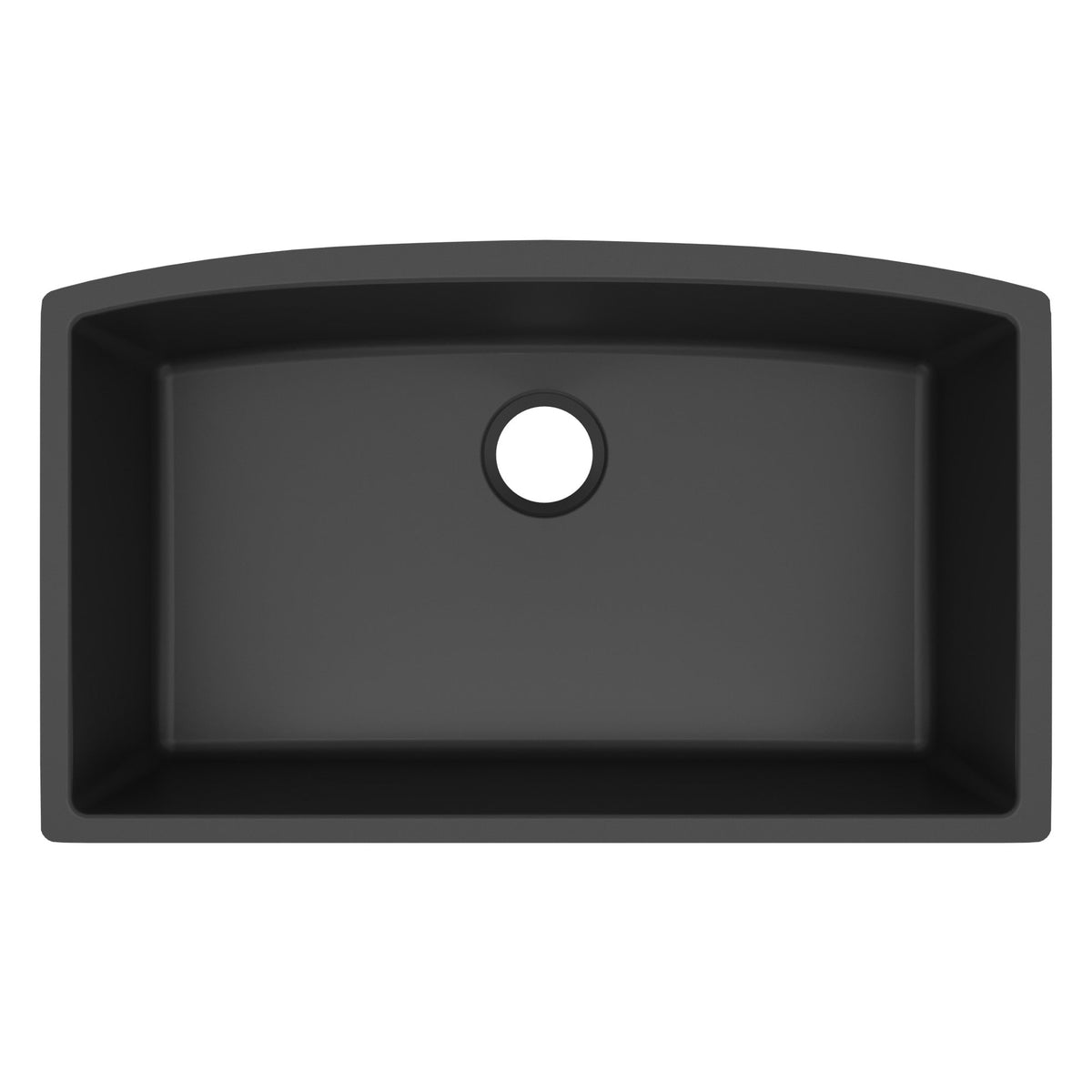 32-1/2" Undermount Large Single Bowl Quartz Composite Kitchen Sink In Black
