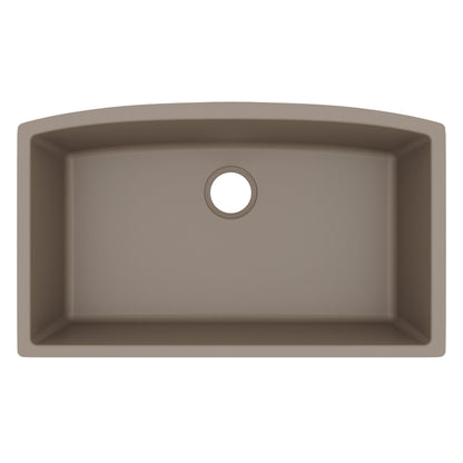 32-1/2" Undermount Large Single Bowl Quartz Composite Kitchen Sink In Concrete