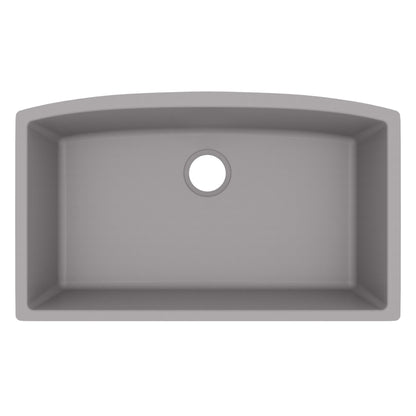 32-1/2" Undermount Large Single Bowl Quartz Composite Kitchen Sink In Grey